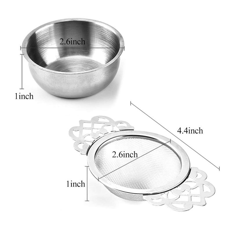 Vankcp 4 Set Tea Strainers with Drip Bowls, Loose Leaf Tea Strainers with Double Winged Handles Extra Fine Mesh Tea Infuser Brew Loose Leaf Tea, Spices, Seasonings - Image 4